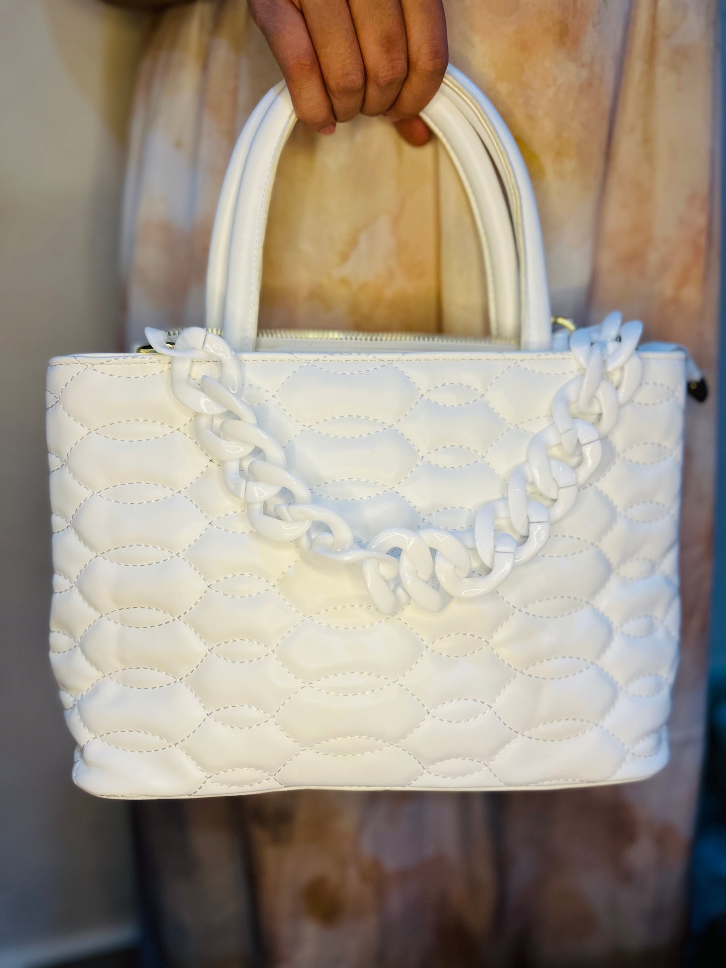 Quilted Satchel Bag with Handle